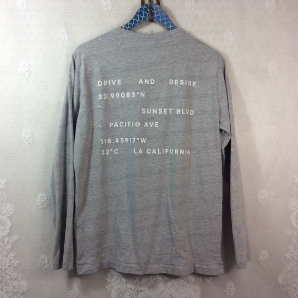H&M Grey Long Sleeve LA Coordinates Tee Shirt M - Picture 2 of 7
